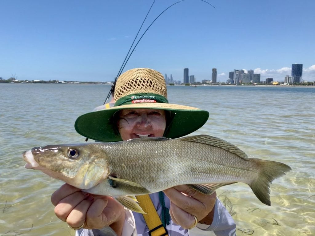broadwater-fishing-hero Fishing the Gold Coast Broadwater near Biggera Waters with the city skyline in the background